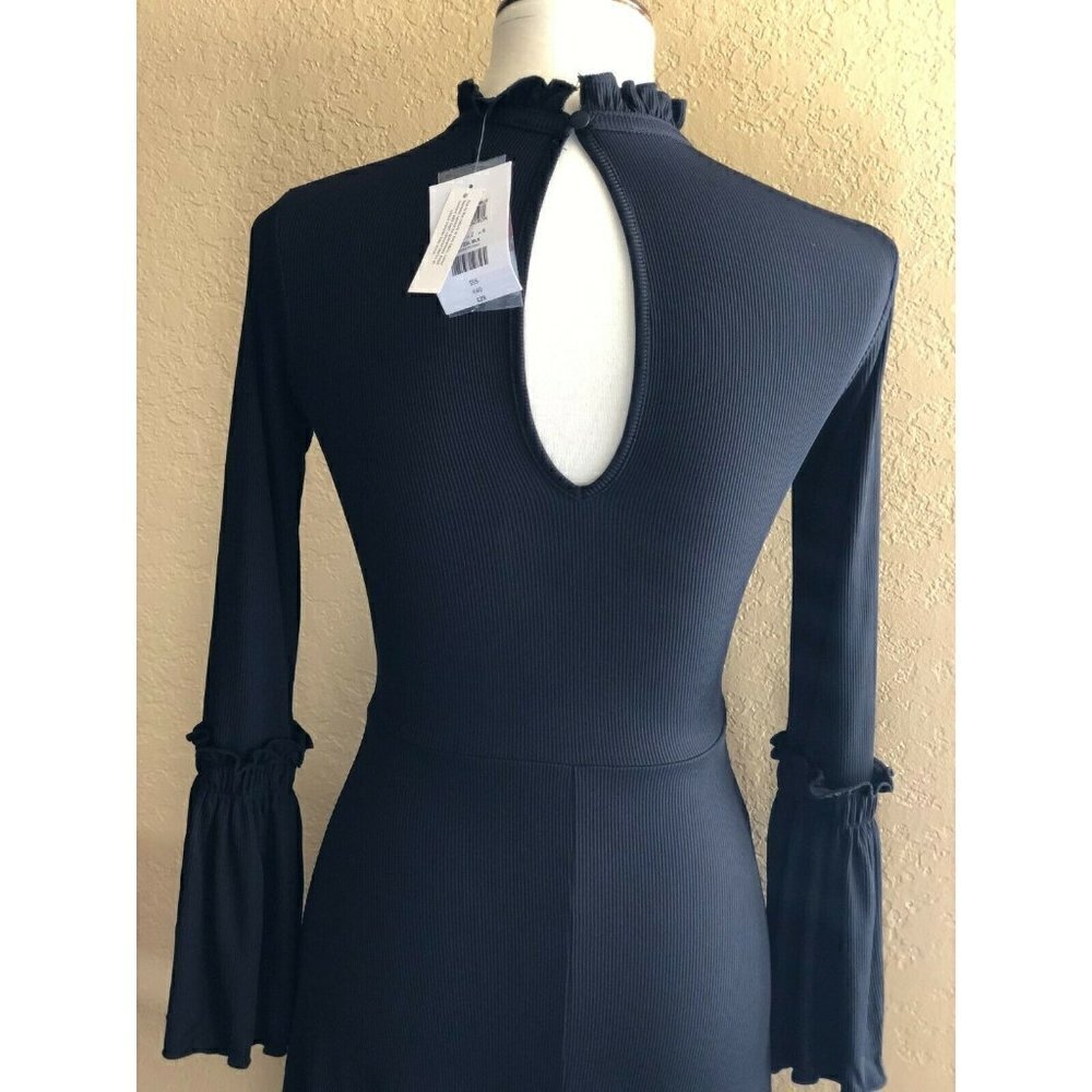 TOPSHOP Womens Black Fluted Ribbed Jersey Skater Dress Size 2 US NGB - Picture 12 of 12